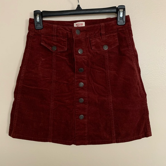 Mossimo Supply Co. Dresses & Skirts - Burgundy corduroy a line mini button up skirt
